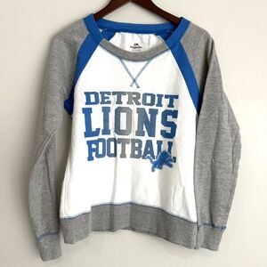 MAJESTIC Women's Small White Blue Gray Detroit Lions Long Sleeve Sweatshirt J17